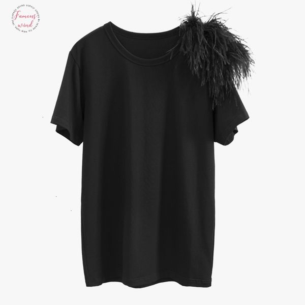 2019 new summer casual black o neck short sleeve patchwork cap sleeve feathers womens t shirts good quality, White
2019 new summer casual black o neck short sleeve patchwork cap sleeve feathers womens t shirts good quality, White