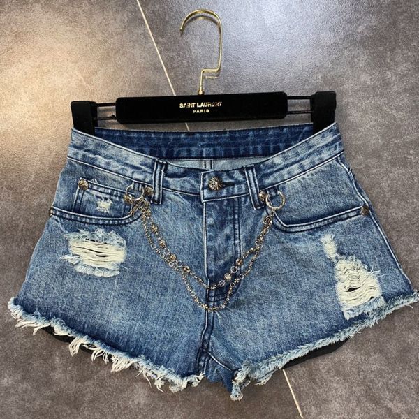 deat 2020 new summer fashion casual patchwork straght high waist tassel chain burr hole denim shorts women sd759, Blue
deat 2020 new summer fashion casual patchwork straght high waist tassel chain burr hole denim shorts women sd759, Blue