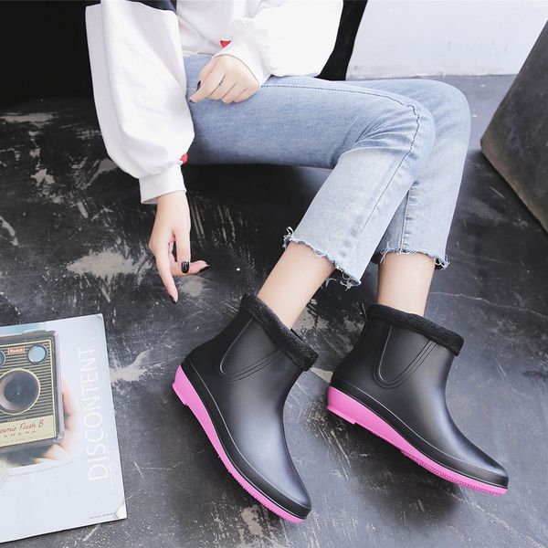 flat slip-on rubber women waterproof rainboots round toe solid pvc non-slip rain boots ankle platform shallow shoes, Black
flat slip-on rubber women waterproof rainboots round toe solid pvc non-slip rain boots ankle platform shallow shoes, Black