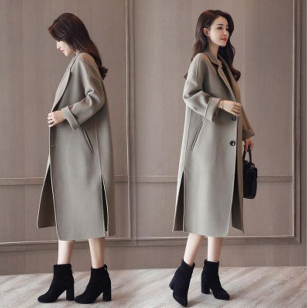 double-sided lapels women's long section autumn and winter new loose korean version slim woolen coat jacket, Black
double-sided lapels women's long section autumn and winter new loose korean version slim woolen coat jacket, Black