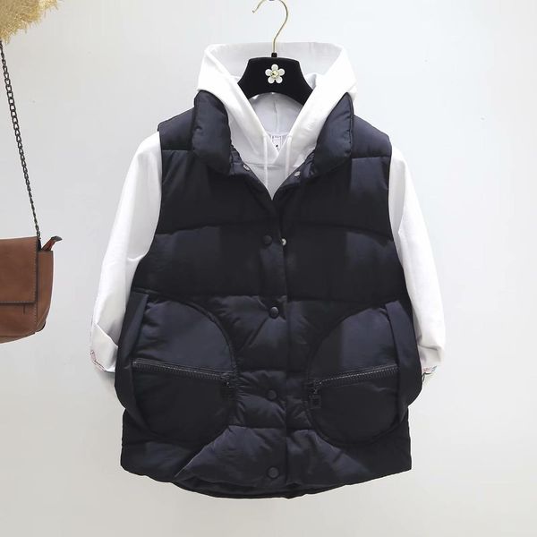 59bg-mj6004 korean-style women's wear 2019 autumn and winter new style loose-fit stand collar zipper pocket cotton vest coat wom, Blue;black
59bg-mj6004 korean-style women's wear 2019 autumn and winter new style loose-fit stand collar zipper pocket cotton vest coat wom, Blue;black