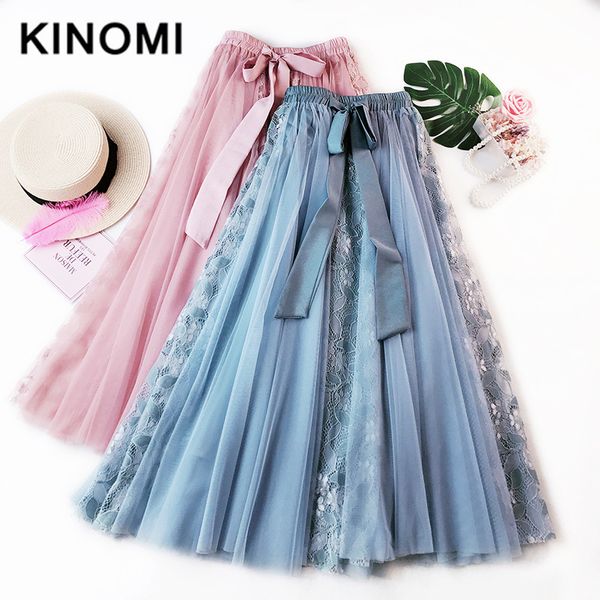 kinomi 2020 new spring summer lace mesh patchwork a-line skirts long skirts high waist korean style ball gown lace-up, Black
kinomi 2020 new spring summer lace mesh patchwork a-line skirts long skirts high waist korean style ball gown lace-up, Black