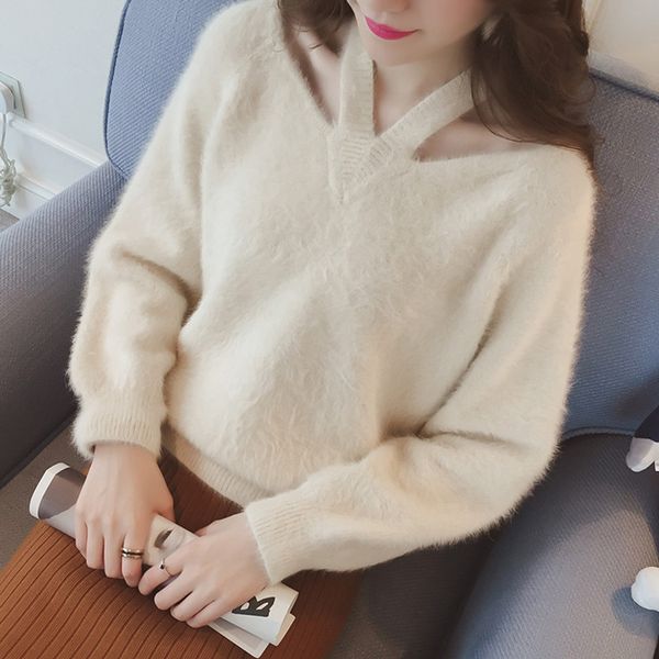 women's sweaters qiu dong easing a word shoulder to mohair female hedge in outside wear long neck sweater, White;black
women's sweaters qiu dong easing a word shoulder to mohair female hedge in outside wear long neck sweater, White;black