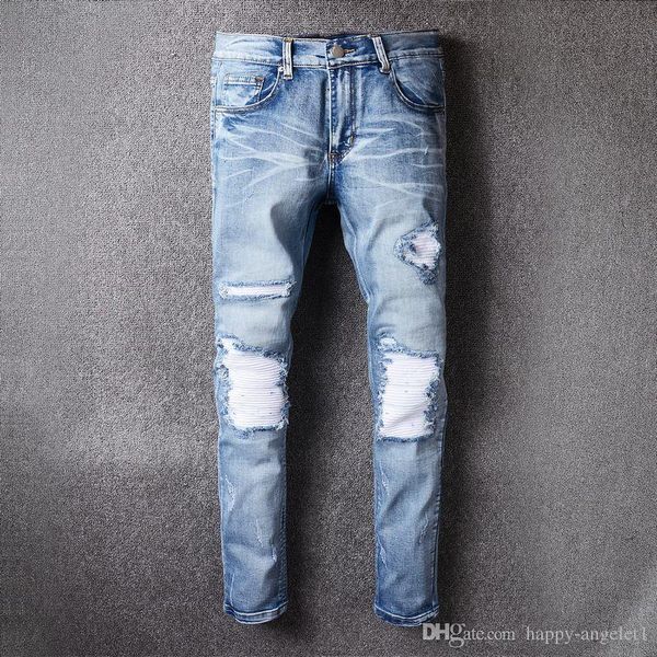 new men distressed knee ribbed patches stretch moto pants light blue biker jeans slim trousers size 28-40
new men distressed knee ribbed patches stretch moto pants light blue biker jeans slim trousers size 28-40
