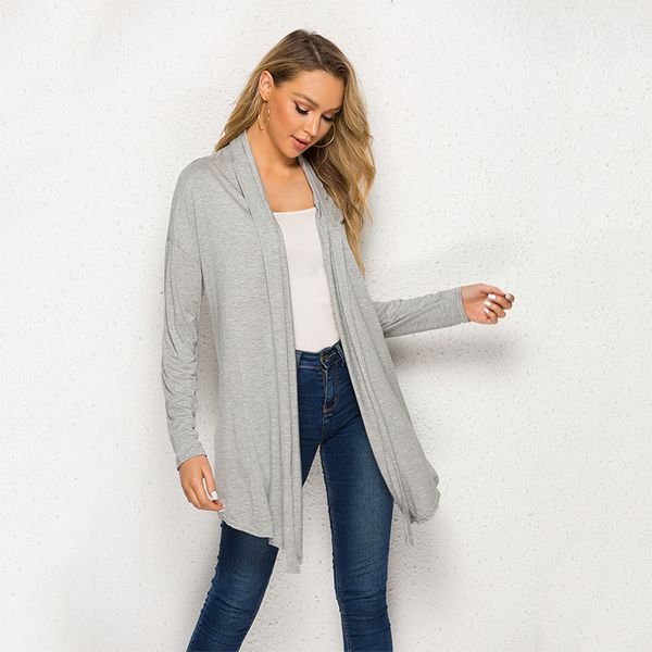 women spring summer cardigan coat with irregular hem falling over shoulder long sleeve women's sun protection blouse, White
women spring summer cardigan coat with irregular hem falling over shoulder long sleeve women's sun protection blouse, White