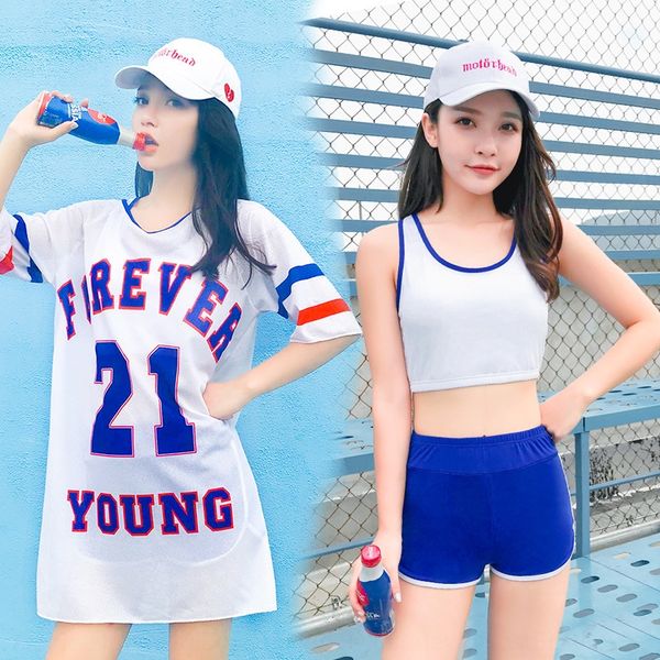 3315#2020 women's sports three-piece boxer conservative belly-covering students spring swimsuit swimsuit, White;black
3315#2020 women's sports three-piece boxer conservative belly-covering students spring swimsuit swimsuit, White;black