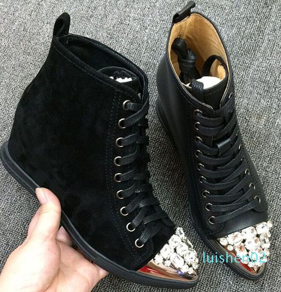 bonjean fashion pointed toe height increasing woman shoes crystal embellished lace-up casual shoes high leather shoe l02, Black
bonjean fashion pointed toe height increasing woman shoes crystal embellished lace-up casual shoes high leather shoe l02, Black