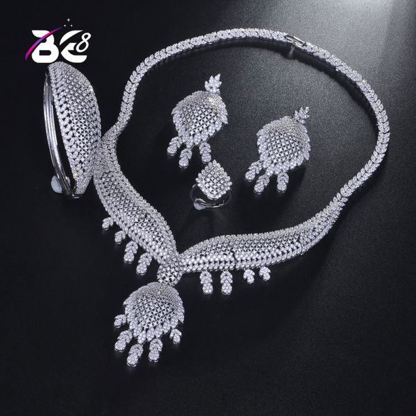 be 8 cubic zirconia african necklace earring set bangle ring nigerian bride jewelry sets for women wedding jewelry s195, Silver
be 8 cubic zirconia african necklace earring set bangle ring nigerian bride jewelry sets for women wedding jewelry s195, Silver