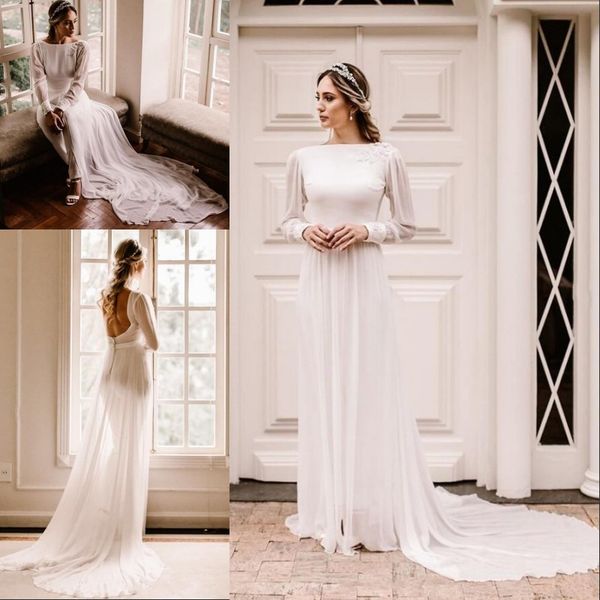 new fashion scoop neck long sleeve white jumpsuit wedding dresses open back chiffon applique beads bridal gowns with detachable skirt
new fashion scoop neck long sleeve white jumpsuit wedding dresses open back chiffon applique beads bridal gowns with detachable skirt