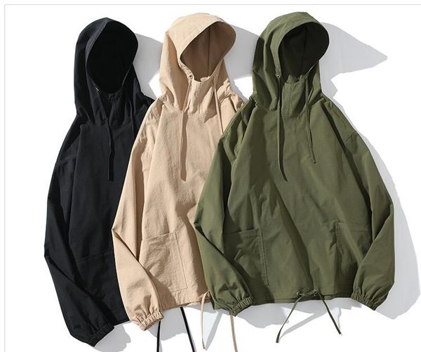 autumn and winter new japanese european and american fashion brand personality men's hooded drawstring pullover jacket windbreaker coat, Black;brown
autumn and winter new japanese european and american fashion brand personality men's hooded drawstring pullover jacket windbreaker coat, Black;brown