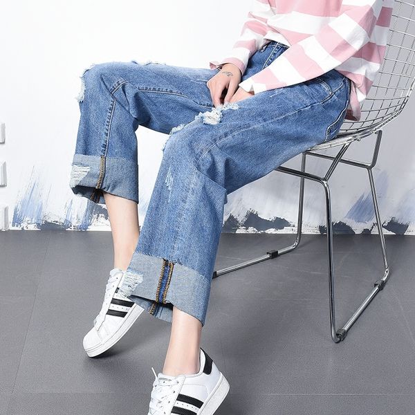 light blue han edition fat mm female wide-legged pants pants jeans new female hole loose bf show thin straight leg
light blue han edition fat mm female wide-legged pants pants jeans new female hole loose bf show thin straight leg