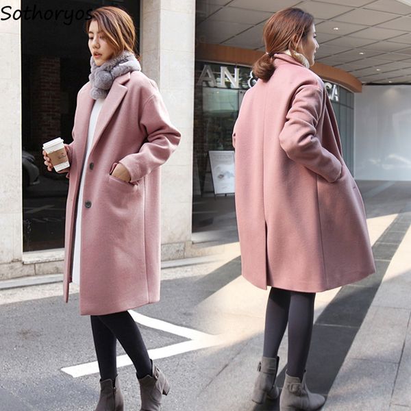 blends women woolen slim button womens coats korean style chic all-match solid females outwear casual oversize coat, Black
blends women woolen slim button womens coats korean style chic all-match solid females outwear casual oversize coat, Black