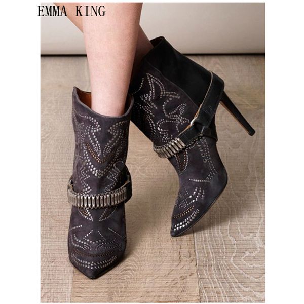 emma king slip on ankle boots rhinestones thin high heels women shoes fashion buckle metal chains spring autumn patchwork boots, Black
emma king slip on ankle boots rhinestones thin high heels women shoes fashion buckle metal chains spring autumn patchwork boots, Black