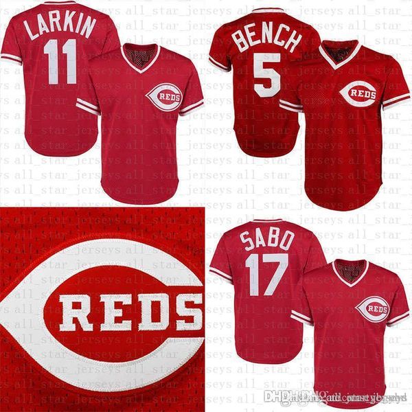 2019 new 30 Ken Griffey Jr 66 Yasiel Puig 17 Chris Sabo 14 Pete Rose Cincinnati Baseball Jersey Reds Johnny Bench Barry Larkin Joey Votto