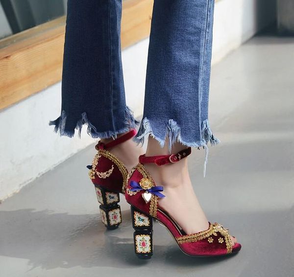 bohemia elegant sandals women summer shoes chunky heels velvet retro wedding dress party shoes open toe summer gladiators, Black
bohemia elegant sandals women summer shoes chunky heels velvet retro wedding dress party shoes open toe summer gladiators, Black