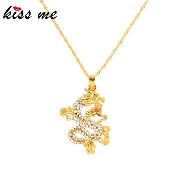 kissme chinese traditional totem dragon pendant necklace for women gift crystal gold color alloy necklace fashion jewelry, Silver
kissme chinese traditional totem dragon pendant necklace for women gift crystal gold color alloy necklace fashion jewelry, Silver