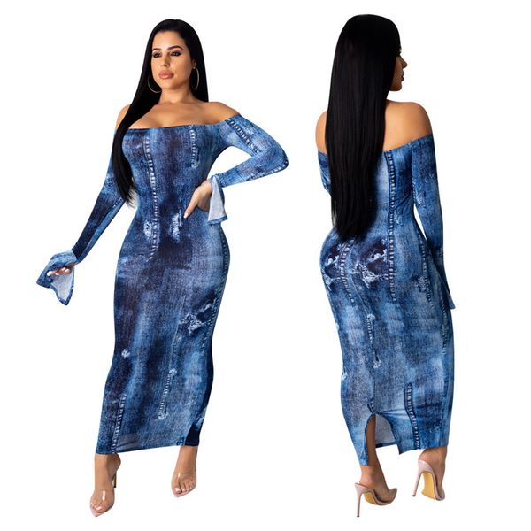 slash neck women dresses denim hole club slim split long ruffle sleeved bodycon dresses fashion womens party dresses, Black;gray
slash neck women dresses denim hole club slim split long ruffle sleeved bodycon dresses fashion womens party dresses, Black;gray
