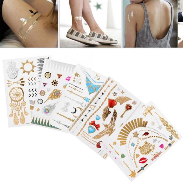 temporary tattoo sticker 10pcs mixed metallic golden silver colorful pattern temporary disposable arm tattoo stickers
temporary tattoo sticker 10pcs mixed metallic golden silver colorful pattern temporary disposable arm tattoo stickers