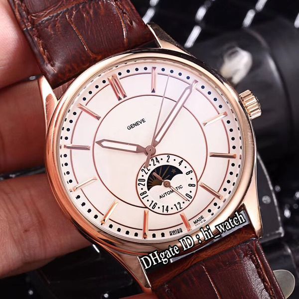 new complications 5205g-001 40mm rose gold case silver dial automatic moon phase mens watch brown leather sports watches 4 colors pb318a1, Slivery;brown
new complications 5205g-001 40mm rose gold case silver dial automatic moon phase mens watch brown leather sports watches 4 colors pb318a1, Slivery;brown