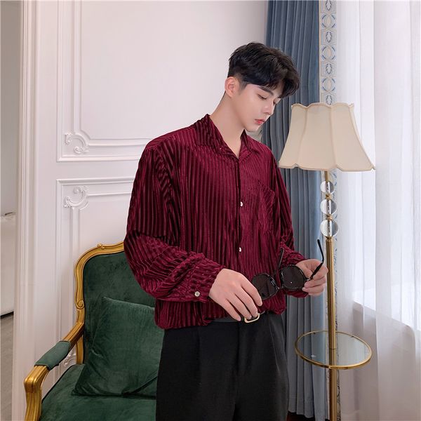 men solid color long sleeve velvet loose stripe business casual shirt male vintage fashion streetwear hip hop party dress shirt, White;black
men solid color long sleeve velvet loose stripe business casual shirt male vintage fashion streetwear hip hop party dress shirt, White;black