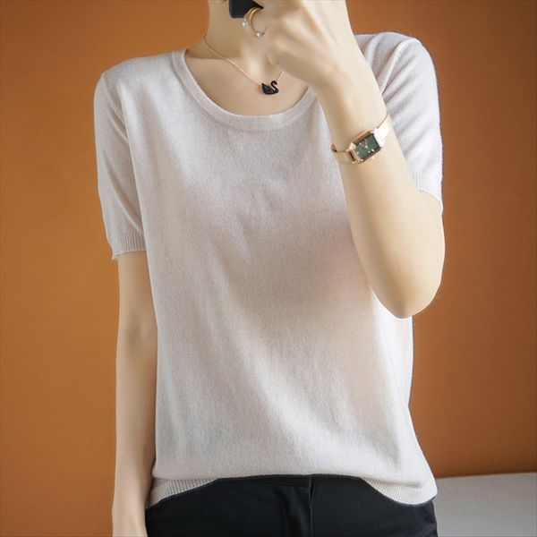 2020 summer clothes tencel knitted short sleeve clothing clothing t-shirt women's loose round collar t-shirt half sleeve casual thin, White
2020 summer clothes tencel knitted short sleeve clothing clothing t-shirt women's loose round collar t-shirt half sleeve casual thin, White