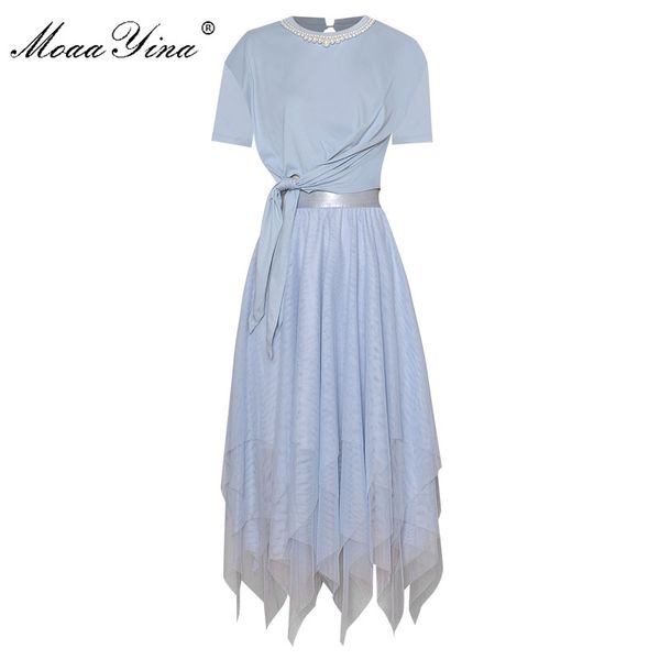 moaayina fashion designer set summer women beaded short sleeve lace up elastic force +mesh skirt two-piece suit, White
moaayina fashion designer set summer women beaded short sleeve lace up elastic force +mesh skirt two-piece suit, White