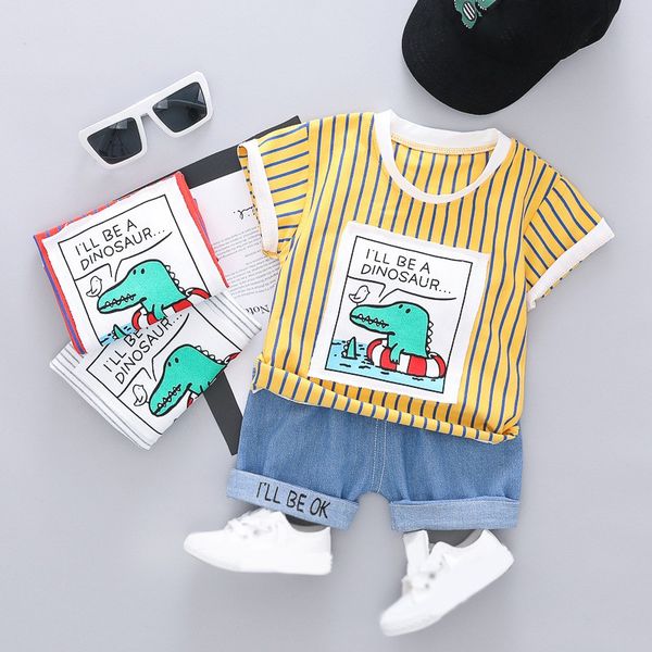 children casual outfits sets 2pcs/set summer baby boys girls short sleeve stripe cartoon print t-shirt+denim shorts, White
children casual outfits sets 2pcs/set summer baby boys girls short sleeve stripe cartoon print t-shirt+denim shorts, White