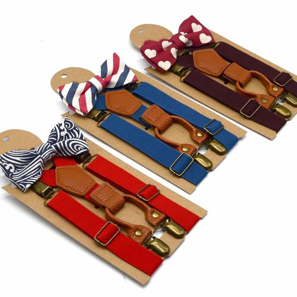 1 set children fashion solid color strap clip printed bowknot tie set elastic hanging pants clip toddler wedding matching, Red;brown
1 set children fashion solid color strap clip printed bowknot tie set elastic hanging pants clip toddler wedding matching, Red;brown