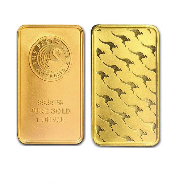 1oz Australia The Perth Mint 1 Ounce Gold Plated High Relief Replica Souvenir gold bullion Gold Bar Metal Crafts Non magnetic
1oz Australia The Perth Mint 1 Ounce Gold Plated High Relief Replica Souvenir gold bullion Gold Bar Metal Crafts Non magnetic