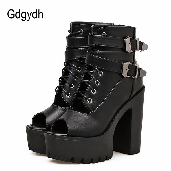 gdgydh lacing black leather women shoes high heels new spring open toe ankle boots for women platform block heels fashion buckle
gdgydh lacing black leather women shoes high heels new spring open toe ankle boots for women platform block heels fashion buckle