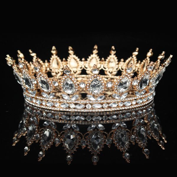 large baroque queen king bride tiara crown for women headdress wedding bridal crystal tiaras and crowns hair jewelry accessories, Golden;white
large baroque queen king bride tiara crown for women headdress wedding bridal crystal tiaras and crowns hair jewelry accessories, Golden;white