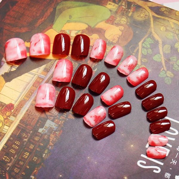 24pcs fashion fake nails khaki white pink marble square artificial nail tips with glue sticker for office home faux ongle, Red;gold
24pcs fashion fake nails khaki white pink marble square artificial nail tips with glue sticker for office home faux ongle, Red;gold