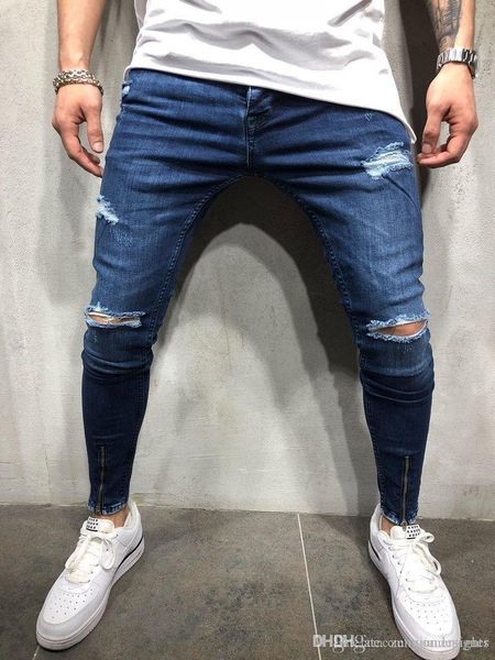 mens hole designer jeans pants solid color zipper fashion summer style homme clothing hip hop casual apparel, Blue
mens hole designer jeans pants solid color zipper fashion summer style homme clothing hip hop casual apparel, Blue