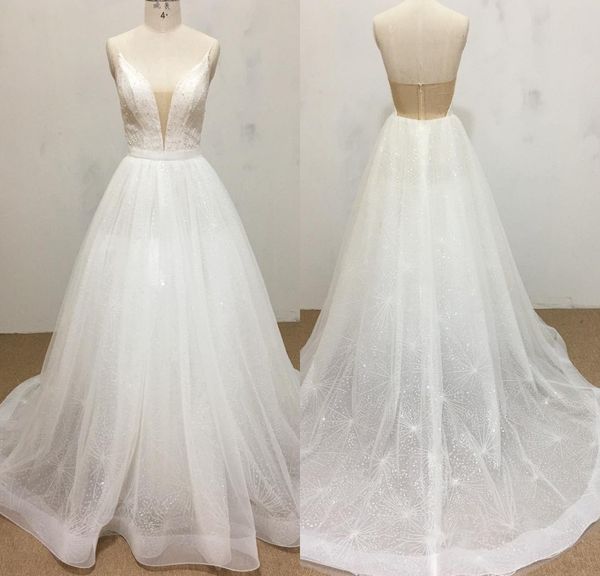 bohemian a line luxury wedding dresses tulle lace applique sequins pears beads formal dress spaghetti sleeveless backless sweep train bridal, White
bohemian a line luxury wedding dresses tulle lace applique sequins pears beads formal dress spaghetti sleeveless backless sweep train bridal, White