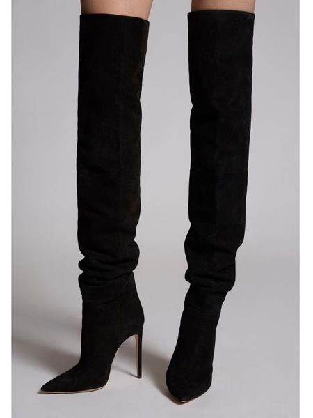 black suede stiletto heel boots over the knee pointy toe hiden zip slouchy winter boots manufacturer runway dress
black suede stiletto heel boots over the knee pointy toe hiden zip slouchy winter boots manufacturer runway dress