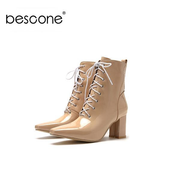 bescone fashion women boots pointed toe winter handmade high heel shoes basic solid lace-up square heel ladies boots by58, Black
bescone fashion women boots pointed toe winter handmade high heel shoes basic solid lace-up square heel ladies boots by58, Black