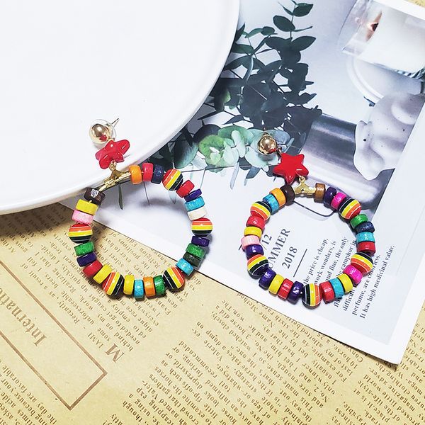 mestilo 2019 sweet geometric circle earrings colorful irregular wood beads hoop earrings for girls star heart pendant, Golden;silver
mestilo 2019 sweet geometric circle earrings colorful irregular wood beads hoop earrings for girls star heart pendant, Golden;silver