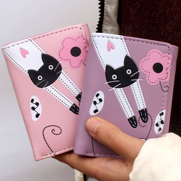 women wallet female purse pu leather cute cat anime trifold card holder coin purses short clutch three cat style mini wallet, Black
women wallet female purse pu leather cute cat anime trifold card holder coin purses short clutch three cat style mini wallet, Black