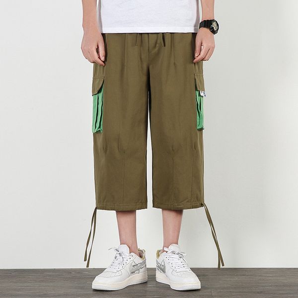 mogu men army green joggers pants summer fashion mens big pockets ankel cargo pants male spring streetwear overalls sweatpants, Black