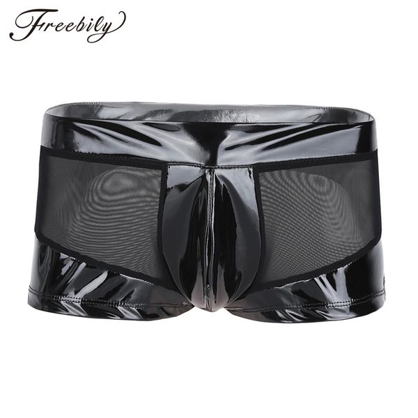 men swimwear men's swimming trunks pu leather with mesh splice bulge pouch swim sport boxer men's swim shorts
men swimwear men's swimming trunks pu leather with mesh splice bulge pouch swim sport boxer men's swim shorts