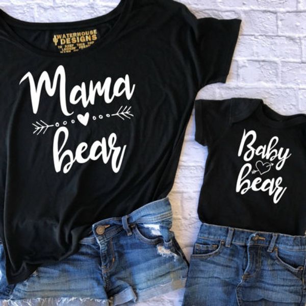 

Summer T-Shirt Women Mom Baby Kids Mother daughter Son Bear Matching Shirts Family Clothes Tee Tops matching family outfits
