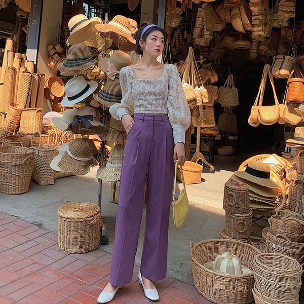 net red retro high waist slim casual wide leg pants women 2020 spring loose drape purple straight pants pants tide
net red retro high waist slim casual wide leg pants women 2020 spring loose drape purple straight pants pants tide