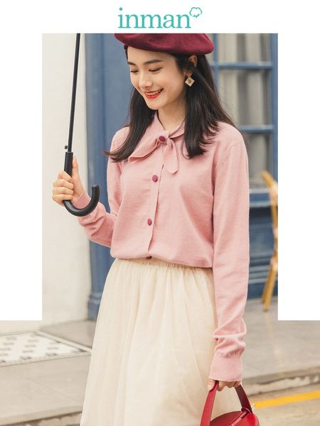 inman 2019 autumn new arrival young literary style cute bow neck solid women pullover, White;black
inman 2019 autumn new arrival young literary style cute bow neck solid women pullover, White;black