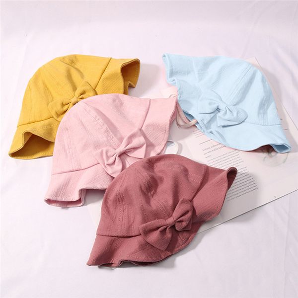 bow solid color wavy side children's basin cap baby bucket hat spring and summer children baby girl hat bow girl sun, Yellow
bow solid color wavy side children's basin cap baby bucket hat spring and summer children baby girl hat bow girl sun, Yellow