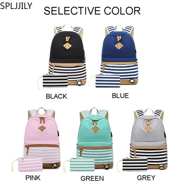 spljjily school backpack set canvas stripe schoolbag bookbag pencil case with usb charging port and earphone holder
spljjily school backpack set canvas stripe schoolbag bookbag pencil case with usb charging port and earphone holder