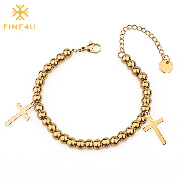 fine4u b251 stainless steel crosses charms bracelets for men women gold color 6mm beads bracelets religious rosary jewelry, Golden;silver
fine4u b251 stainless steel crosses charms bracelets for men women gold color 6mm beads bracelets religious rosary jewelry, Golden;silver