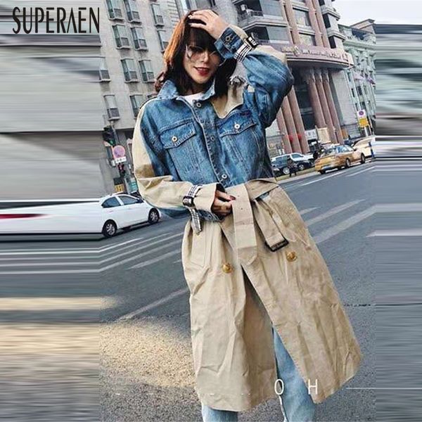 superaen europe fashion trench coat for women 2019 spring new wild casual denim stitching ladies windbreaker, Tan;black
superaen europe fashion trench coat for women 2019 spring new wild casual denim stitching ladies windbreaker, Tan;black