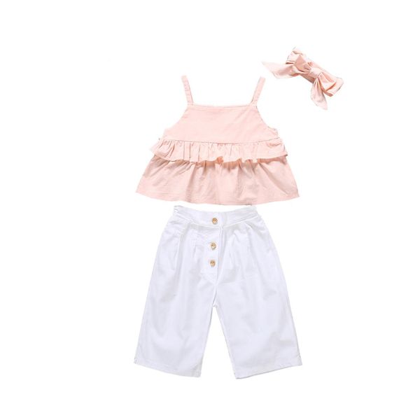 3pcs toddler kids baby girl ruffle sling pants leggings outfit sunsuit set 1-6y, White
3pcs toddler kids baby girl ruffle sling pants leggings outfit sunsuit set 1-6y, White