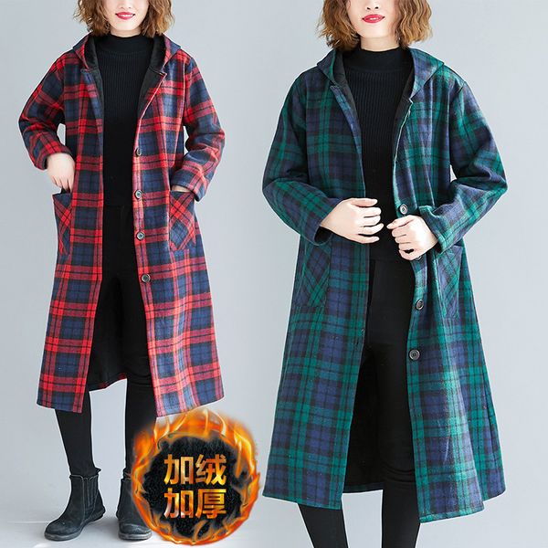 2020 autumn winter national wind plus velvet plaid woolen coat women fashion loose long trench coats women overcoats n1177, Tan;black
2020 autumn winter national wind plus velvet plaid woolen coat women fashion loose long trench coats women overcoats n1177, Tan;black
