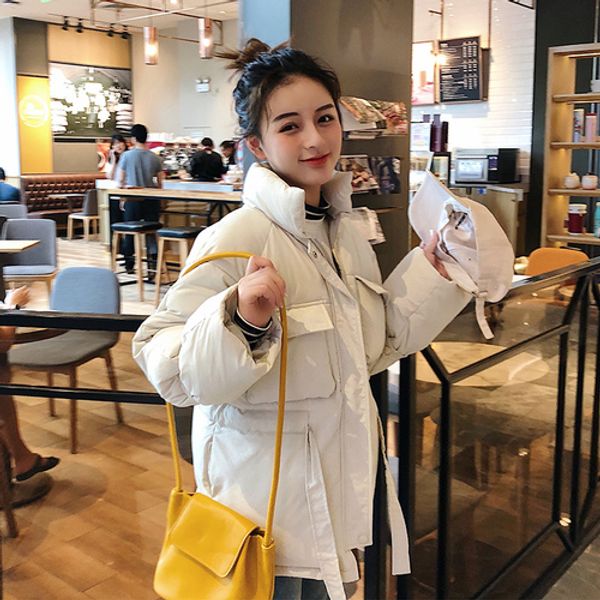 new women's autumn and winter clothes in 2019 pure color girdle pocket cotton-padded clothes, Tan;black
new women's autumn and winter clothes in 2019 pure color girdle pocket cotton-padded clothes, Tan;black